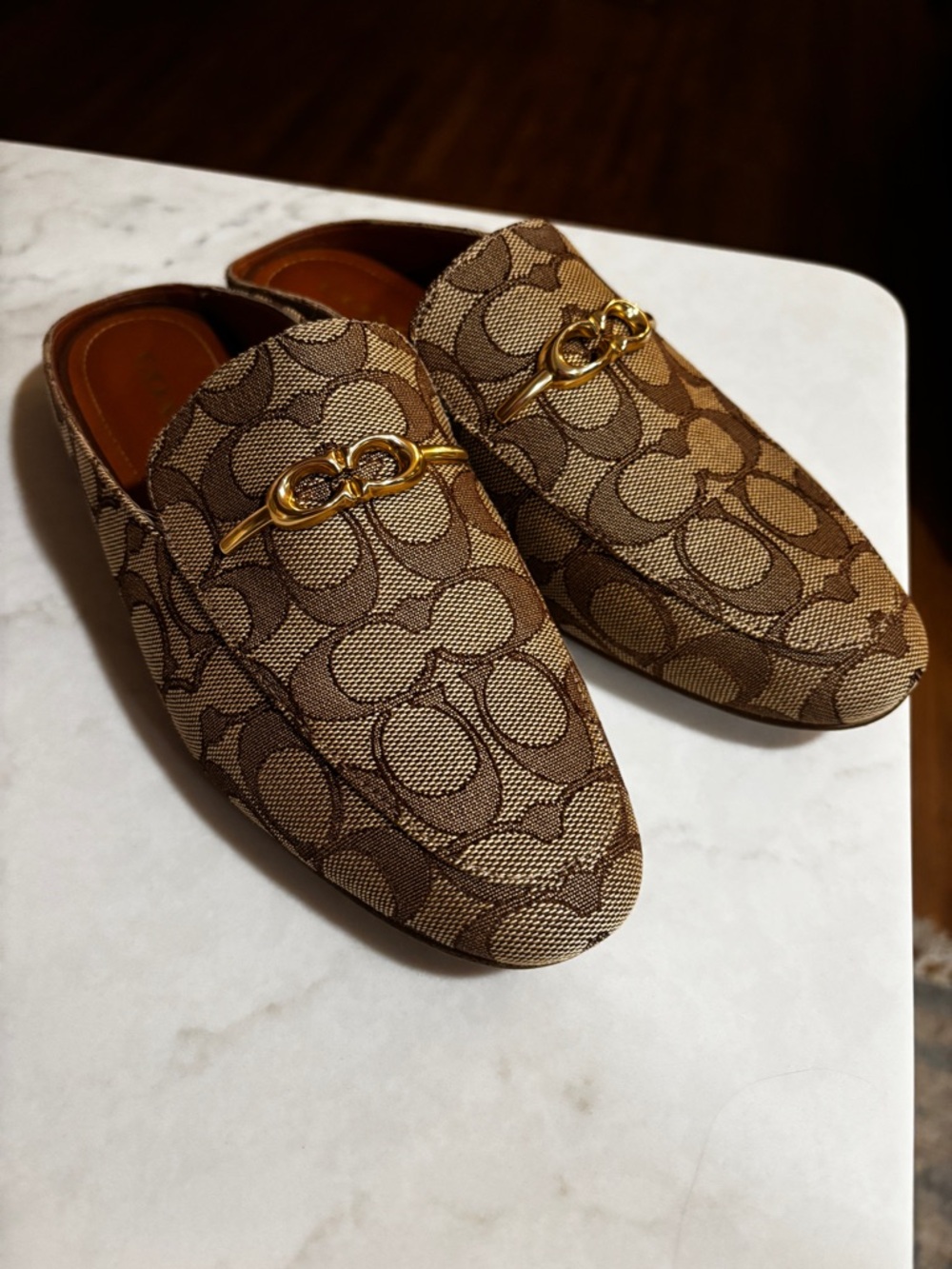 COACH Women’s Sienna Mules in Jacquard Original Print Size 7